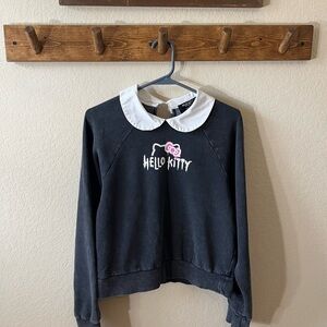 Girl Forever 21 Black Hello Kitty Sweater with White Collar